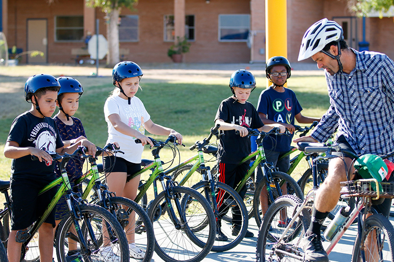 Students with Bikes getting oinstruction